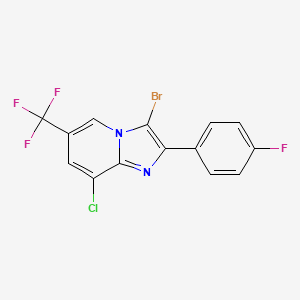 molecular formula C14H6BrClF4N2 B2414025 3-Bromo-8-chloro-2-(4-fluorophenyl)-6-(trifluoromethyl)imidazo[1,2-a]pyridine CAS No. 866133-37-1