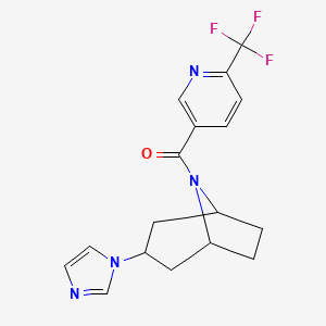 molecular formula C17H17F3N4O B2414027 ((1R,5S)-3-(1H-imidazol-1-yl)-8-azabicyclo[3.2.1]octan-8-yl)(6-(trifluoromethyl)pyridin-3-yl)methanone CAS No. 2320220-49-1