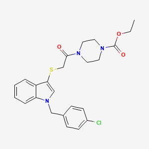 Ethyl 4-[2-[1-[(4-chlorophenyl)methyl]indol-3-yl]sulfanylacetyl]piperazine-1-carboxylate