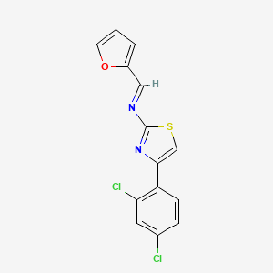 molecular formula C14H8Cl2N2OS B2414061 N-[4-(2,4-二氯苯基)-1,3-噻唑-2-基]-N-[(E)-2-呋喃基亚甲基亚胺] CAS No. 866048-98-8