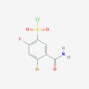 molecular formula C7H4BrClFNO3S B2414067 4-Bromo-5-carbamoyl-2-fluorobenzene-1-sulfonyl chloride CAS No. 1483921-01-2