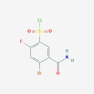 molecular formula C7H4BrClFNO3S B2414067 4-溴-5-氨基甲酰基-2-氟苯-1-磺酰氯 CAS No. 1483921-01-2