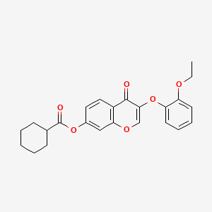molecular formula C24H24O6 B2414068 3-(2-ethoxyphenoxy)-4-oxo-4H-chromen-7-yl cyclohexanecarboxylate CAS No. 637750-53-9