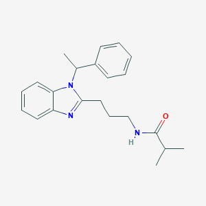 molecular formula C22H27N3O B241408 2-methyl-N-{3-[1-(1-phenylethyl)-1H-benzimidazol-2-yl]propyl}propanamide 