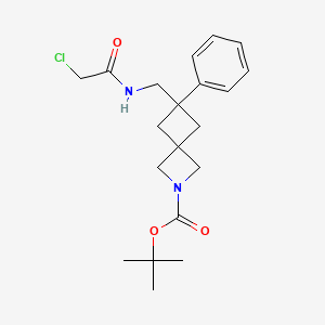 molecular formula C20H27ClN2O3 B2414080 Tert-butyl 6-[[(2-chloroacetyl)amino]methyl]-6-phenyl-2-azaspiro[3.3]heptane-2-carboxylate CAS No. 2411309-36-7