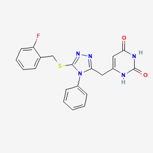 molecular formula C20H16FN5O2S B2414090 6-((5-((2-fluorobenzyl)thio)-4-phenyl-4H-1,2,4-triazol-3-yl)methyl)pyrimidine-2,4(1H,3H)-dione CAS No. 852047-20-2