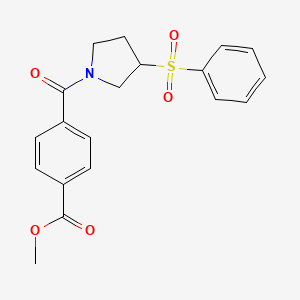 molecular formula C19H19NO5S B2414096 Methyl 4-(3-(phenylsulfonyl)pyrrolidine-1-carbonyl)benzoate CAS No. 1448043-77-3