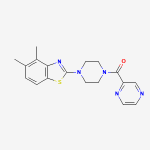 molecular formula C18H19N5OS B2414101 (4-(4,5-二甲基苯并[d]噻唑-2-基)哌嗪-1-基)(吡嗪-2-基)甲酮 CAS No. 1172934-08-5