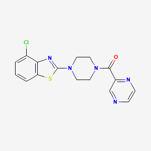 molecular formula C16H14ClN5OS B2414106 (4-(4-氯苯并[d]噻唑-2-基)哌嗪-1-基)(吡嗪-2-基)甲酮 CAS No. 1171500-84-7
