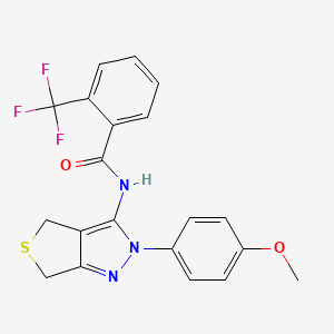 molecular formula C20H16F3N3O2S B2414110 N-(2-(4-甲氧基苯基)-4,6-二氢-2H-噻吩并[3,4-c]吡唑-3-基)-2-(三氟甲基)苯甲酰胺 CAS No. 391866-52-7
