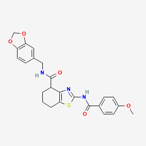 N-(benzo[d][1,3]dioxol-5-ylmethyl)-2-(4-methoxybenzamido)-4,5,6,7-tetrahydrobenzo[d]thiazole-4-carboxamide