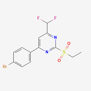molecular formula C13H11BrF2N2O2S B2414115 4-(4-溴苯基)-6-(二氟甲基)-2-(乙磺酰基)嘧啶 CAS No. 865425-40-7