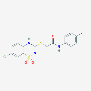 2-[(7-chloro-1,1-dioxo-4H-1lambda6,2,4-benzothiadiazin-3-yl)sulfanyl]-N-(2,4-dimethylphenyl)acetamide