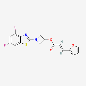 molecular formula C17H12F2N2O3S B2414128 (E)-1-(4,6-二氟苯并[d]噻唑-2-基)氮杂环丁-3-基 3-(呋喃-2-基)丙烯酸酯 CAS No. 1396890-17-7