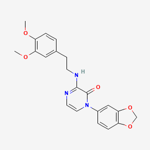 molecular formula C21H21N3O5 B2414129 1-(benzo[d][1,3]dioxol-5-yl)-3-((3,4-dimethoxyphenethyl)amino)pyrazin-2(1H)-one CAS No. 941935-04-2