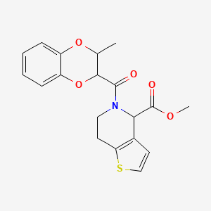 molecular formula C19H19NO5S B2414135 Methyl 5-(3-methyl-2,3-dihydrobenzo[b][1,4]dioxine-2-carbonyl)-4,5,6,7-tetrahydrothieno[3,2-c]pyridine-4-carboxylate CAS No. 1421444-22-5