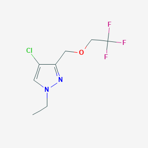 molecular formula C8H10ClF3N2O B2414138 4-chloro-1-ethyl-3-[(2,2,2-trifluoroethoxy)methyl]-1H-pyrazole CAS No. 1856095-47-0
