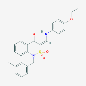 molecular formula C25H24N2O4S B2414142 (3E)-3-{[(4-乙氧基苯基)氨基]亚甲基}-1-(3-甲基苄基)-1H-2,1-苯并噻嗪-4(3H)-酮 2,2-二氧化物 CAS No. 892308-97-3