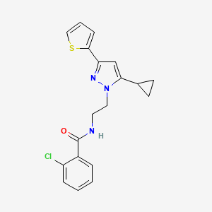 2-chloro-N-(2-(5-cyclopropyl-3-(thiophen-2-yl)-1H-pyrazol-1-yl)ethyl)benzamide