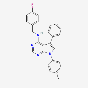 molecular formula C26H21FN4 B2414149 N-[(4-fluorophenyl)methyl]-7-(4-methylphenyl)-5-phenyl-7H-pyrrolo[2,3-d]pyrimidin-4-amine CAS No. 477233-05-9