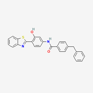 molecular formula C27H20N2O2S B2414153 N-[4-(1,3-benzothiazol-2-yl)-3-hydroxyphenyl]-4-benzylbenzamide CAS No. 476320-02-2