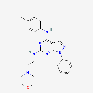 molecular formula C25H29N7O B2414163 N4-(3,4-dimethylphenyl)-N6-(2-morpholinoethyl)-1-phenyl-1H-pyrazolo[3,4-d]pyrimidine-4,6-diamine CAS No. 1005294-20-1