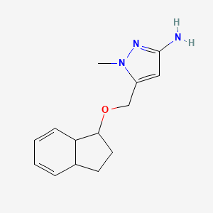 molecular formula C14H19N3O B2414166 1-methyl-5-[(2,3,3a,7a-tetrahydro-1H-inden-1-yloxy)methyl]-1H-pyrazol-3-amine CAS No. 1855944-97-6
