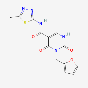 molecular formula C13H11N5O4S B2414179 3-(furan-2-ylmethyl)-N-(5-methyl-1,3,4-thiadiazol-2-yl)-2,4-dioxo-1,2,3,4-tetrahydropyrimidine-5-carboxamide CAS No. 1396871-56-9