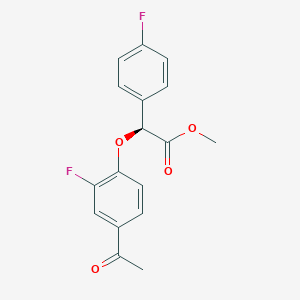 molecular formula C17H14F2O4 B2414184 Methyl (2S)-2-(4-acetyl-2-fluorophenoxy)-2-(4-fluorophenyl)acetate CAS No. 2411178-36-2