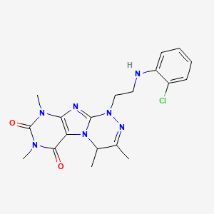 molecular formula C19H22ClN7O2 B2414185 1-(2-((2-chlorophenyl)amino)ethyl)-3,4,7,9-tetramethyl-7,9-dihydro-[1,2,4]triazino[3,4-f]purine-6,8(1H,4H)-dione CAS No. 923143-46-8