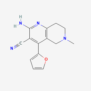 molecular formula C14H14N4O B2414187 2-Amino-4-(furan-2-yl)-6-methyl-5,6,7,8-tetrahydro-1,6-naphthyridine-3-carbonitrile CAS No. 384805-46-3