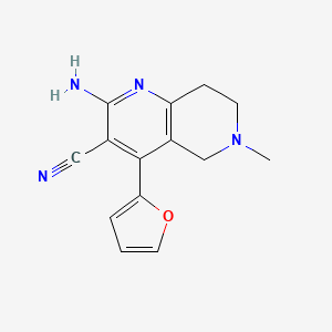 molecular formula C14H14N4O B2414187 2-Amino-4-(furan-2-yl)-6-metil-5,6,7,8-tetrahidro-1,6-naftiridina-3-carbonitrilo CAS No. 384805-46-3