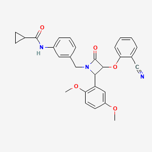 N-(3-{[3-(2-cyanophenoxy)-2-(2,5-dimethoxyphenyl)-4-oxoazetidin-1-yl]methyl}phenyl)cyclopropanecarboxamide