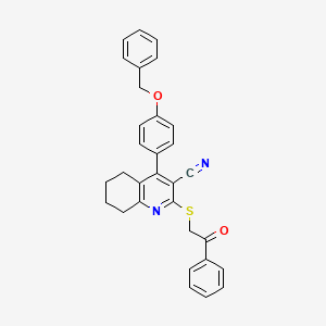 molecular formula C31H26N2O2S B2414194 2-Phenacylsulfanyl-4-(4-phenylmethoxyphenyl)-5,6,7,8-tetrahydroquinoline-3-carbonitrile CAS No. 391228-43-6