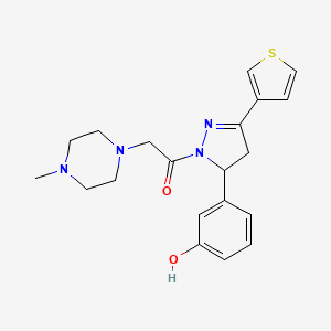 molecular formula C20H24N4O2S B2414195 1-(5-(3-hydroxyphenyl)-3-(thiophen-3-yl)-4,5-dihydro-1H-pyrazol-1-yl)-2-(4-methylpiperazin-1-yl)ethanone CAS No. 1396568-15-2
