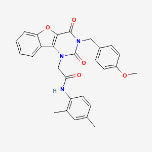 molecular formula C28H25N3O5 B2414196 N-(2,4-dimethylphenyl)-2-(3-(4-methoxybenzyl)-2,4-dioxo-3,4-dihydrobenzofuro[3,2-d]pyrimidin-1(2H)-yl)acetamide CAS No. 892435-63-1
