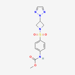 molecular formula C13H15N5O4S B2414201 甲基（4-((3-(2H-1,2,3-三唑-2-基)氮杂环丁-1-基)磺酰基)苯基）氨基甲酸酯 CAS No. 2319785-96-9