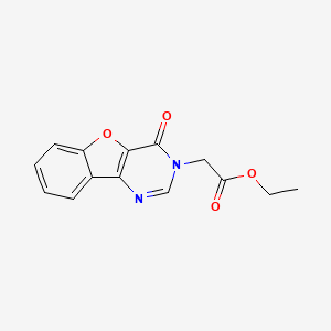 molecular formula C14H12N2O4 B2414208 ethyl (4-oxo[1]benzofuro[3,2-{d}]pyrimidin-3(4{H})-yl)acetate CAS No. 257613-43-7