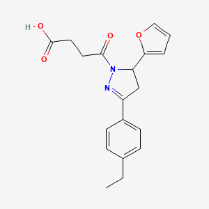 molecular formula C19H20N2O4 B2414220 4-(3-(4-ethylphenyl)-5-(furan-2-yl)-4,5-dihydro-1H-pyrazol-1-yl)-4-oxobutanoic acid CAS No. 865615-41-4