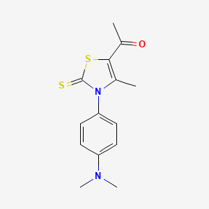 molecular formula C14H16N2OS2 B2414229 1-(3-(4-(Dimethylamino)phenyl)-4-methyl-2-thioxo-2,3-dihydrothiazol-5-yl)ethanone CAS No. 611192-26-8