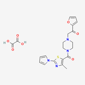 molecular formula C21H22N4O7S B2414230 1-(furan-2-yl)-2-(4-(4-methyl-2-(1H-pyrrol-1-yl)thiazole-5-carbonyl)piperazin-1-yl)ethanone oxalate CAS No. 1351651-36-9