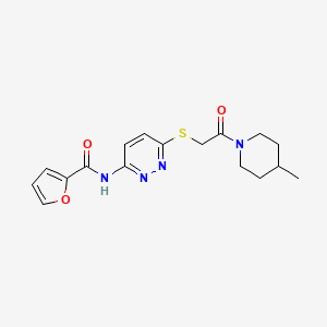 molecular formula C17H20N4O3S B2414231 N-(6-((2-(4-methylpiperidin-1-yl)-2-oxoethyl)thio)pyridazin-3-yl)furan-2-carboxamide CAS No. 1021136-16-2