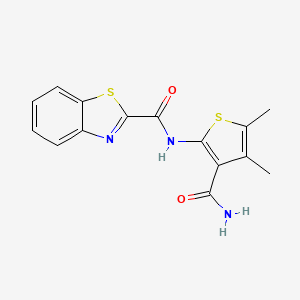 molecular formula C15H13N3O2S2 B2414233 N-(3-氨基羰基-4,5-二甲基噻吩-2-基)-1,3-苯并噻唑-2-甲酰胺 CAS No. 896307-71-4