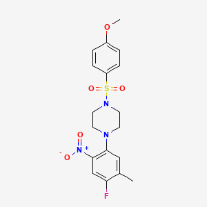 molecular formula C18H20FN3O5S B2414243 1-(4-Fluoro-5-methyl-2-nitrophenyl)-4-(4-methoxybenzenesulfonyl)piperazine CAS No. 1262222-56-9