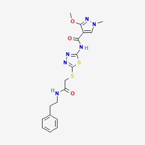 3-methoxy-1-methyl-N-(5-((2-oxo-2-(phenethylamino)ethyl)thio)-1,3,4-thiadiazol-2-yl)-1H-pyrazole-4-carboxamide