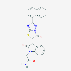 molecular formula C24H15N5O3S B241425 2-{(3Z)-3-[2-(naphthalen-1-yl)-6-oxo[1,3]thiazolo[3,2-b][1,2,4]triazol-5(6H)-ylidene]-2-oxo-2,3-dihydro-1H-indol-1-yl}acetamide 