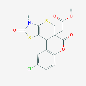 molecular formula C15H10ClNO5S2 B241426 (10-chloro-2,6-dioxo-3,11b-dihydro-2H,5H-chromeno[4',3':4,5]thiopyrano[2,3-d][1,3]thiazol-5a(6H)-yl)acetic acid 