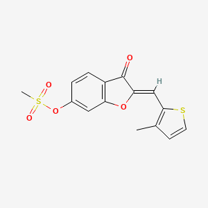 molecular formula C15H12O5S2 B2414260 (Z)-2-((3-甲基噻吩-2-基)亚甲基)-3-氧代-2,3-二氢苯并呋喃-6-基甲磺酸盐 CAS No. 620545-83-7