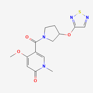 molecular formula C14H16N4O4S B2414263 4-Methoxy-1-methyl-5-[3-(1,2,5-thiadiazol-3-yloxy)pyrrolidine-1-carbonyl]-1,2-dihydropyridin-2-one CAS No. 2097888-13-4