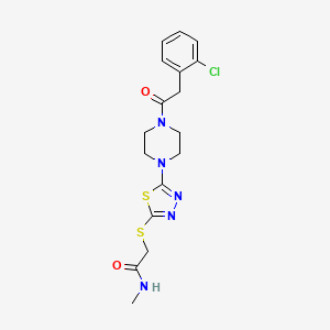 molecular formula C17H20ClN5O2S2 B2414281 2-((5-(4-(2-(2-chlorophenyl)acetyl)piperazin-1-yl)-1,3,4-thiadiazol-2-yl)thio)-N-methylacetamide CAS No. 1105199-48-1